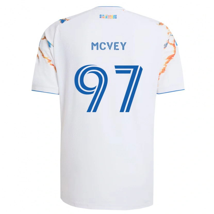 Danxen Dětské Christopher Mcvey #97 Bílá Oranžová Modrá Daleko Hráčské Dresy 2026/27 Dres
