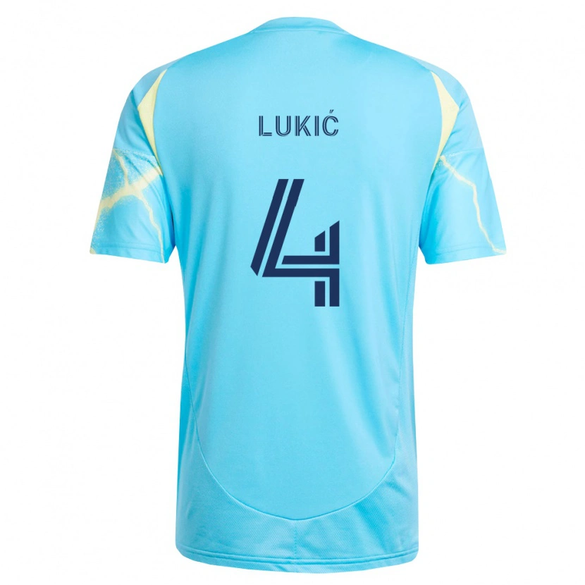 Danxen Dětské Jovan Lukić #4 Světle Modrá Černá Světle Žlutá Daleko Hráčské Dresy 2026/27 Dres