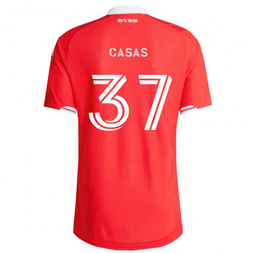 Danxen Pánské Javier Casas #37 Červená Tmavě Modrá Bílá Domů Hráčské Dresy 2026/27 Dres