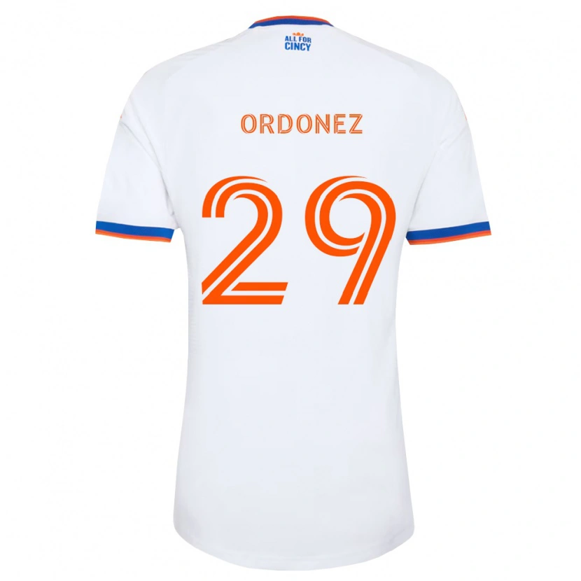 Danxen Pánské Arquímides Ordóñez #29 Bílá Tmavě Modrá Oranžová Daleko Hráčské Dresy 2026/27 Dres