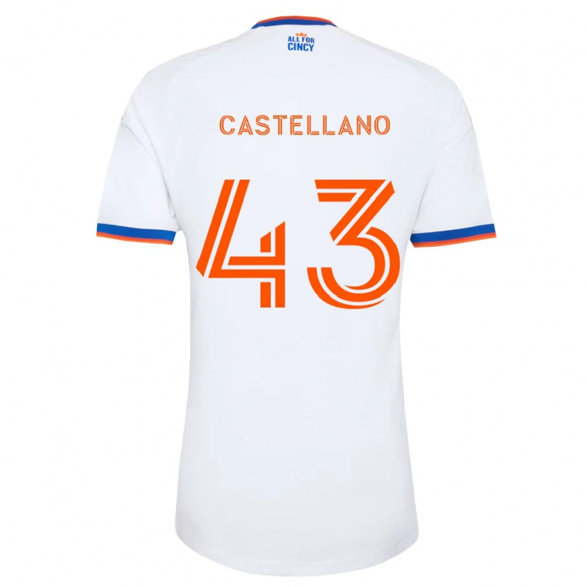 Danxen Pánské Jesús Castellano #43 Bílá Tmavě Modrá Oranžová Daleko Hráčské Dresy 2026/27 Dres