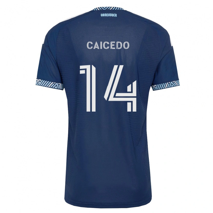 Danxen Pánské Bruno Caicedo #14 Tmavě Modrá Bílá Daleko Hráčské Dresy 2026/27 Dres