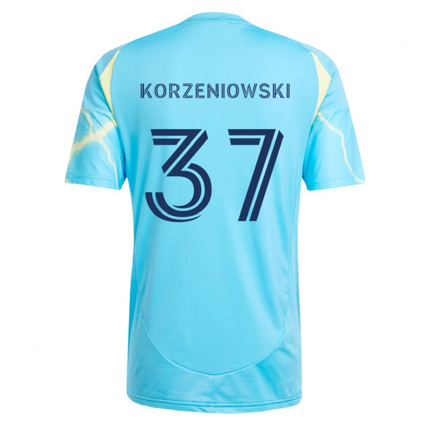 Danxen Pánské Stas Korzeniowski #37 Světle Modrá Černá Světle Žlutá Daleko Hráčské Dresy 2026/27 Dres