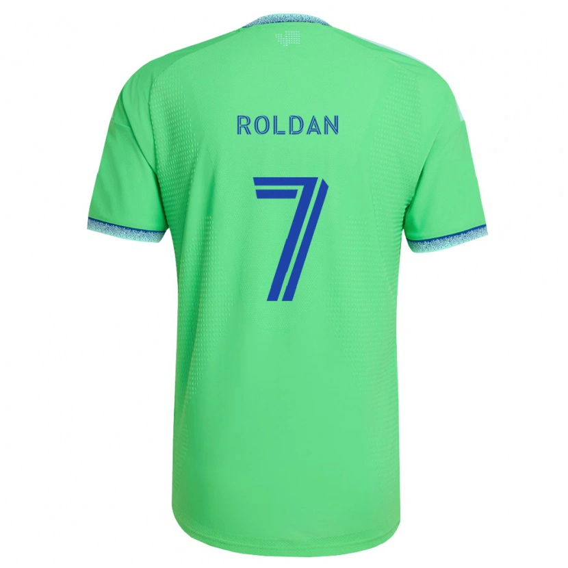 Danxen Dámské Cristian Roldán #7 Zelená Světle Modrá Domů Hráčské Dresy 2026/27 Dres