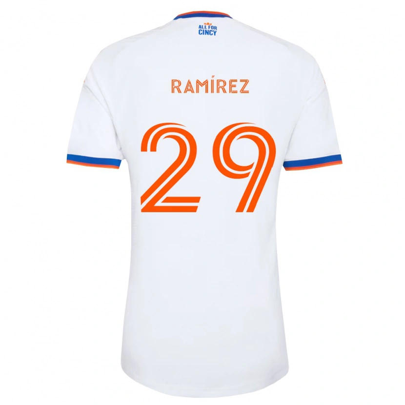 Danxen Dámské Bryan Ramírez #29 Bílá Tmavě Modrá Oranžová Daleko Hráčské Dresy 2026/27 Dres