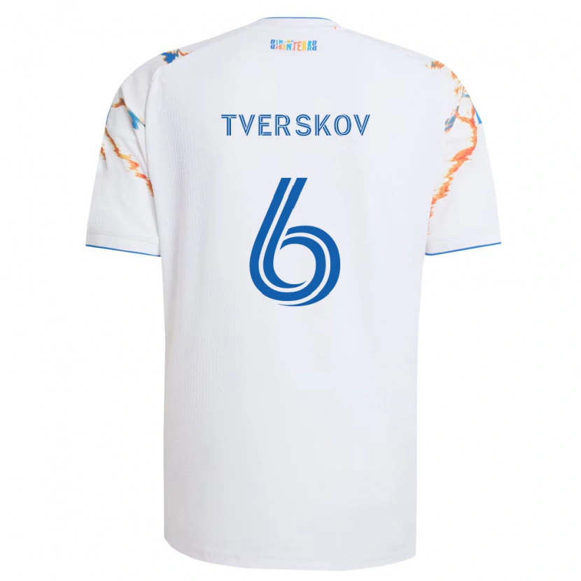 Danxen Dámské Jeppe Tverskov #6 Bílá Oranžová Modrá Daleko Hráčské Dresy 2026/27 Dres