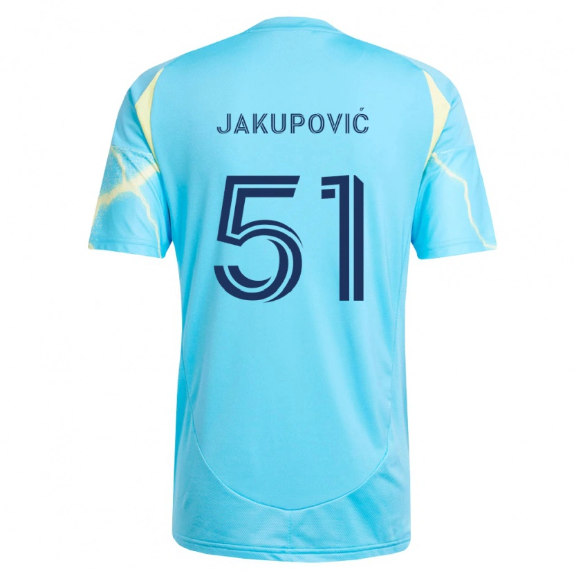 Danxen Dámské Malik Jakupović #51 Světle Modrá Černá Světle Žlutá Daleko Hráčské Dresy 2026/27 Dres
