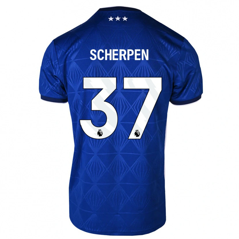 Danxen Dětské Kjell Scherpen #37 Středně Modrá Bílá Červená Domů Hráčské Dresy 2026/27 Dres