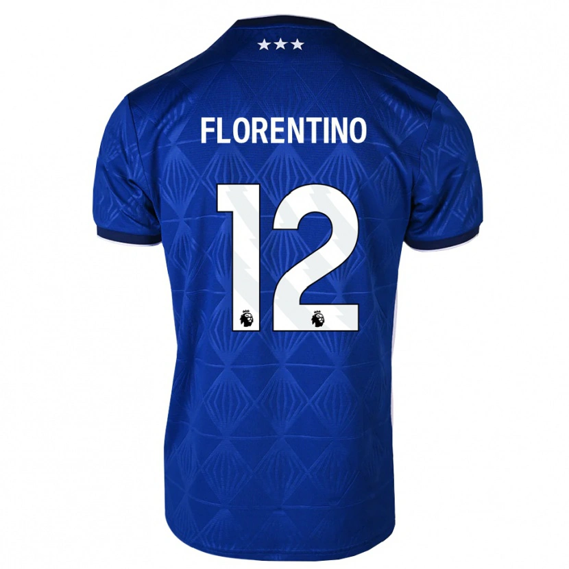 Danxen Dětské Florentino Ibrain Morris Luís #12 Středně Modrá Bílá Červená Domů Hráčské Dresy 2026/27 Dres