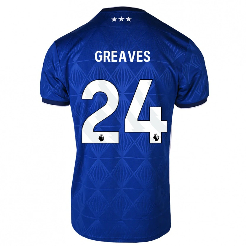 Danxen Dětské Jacob Greaves #24 Středně Modrá Bílá Červená Domů Hráčské Dresy 2026/27 Dres