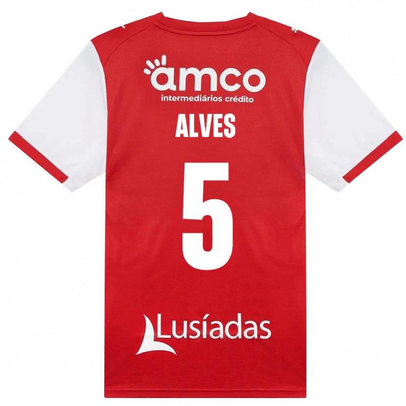 Danxen Dětské Eduardo Alves #5 Bílá Červená Černá Domů Hráčské Dresy 2026/27 Dres