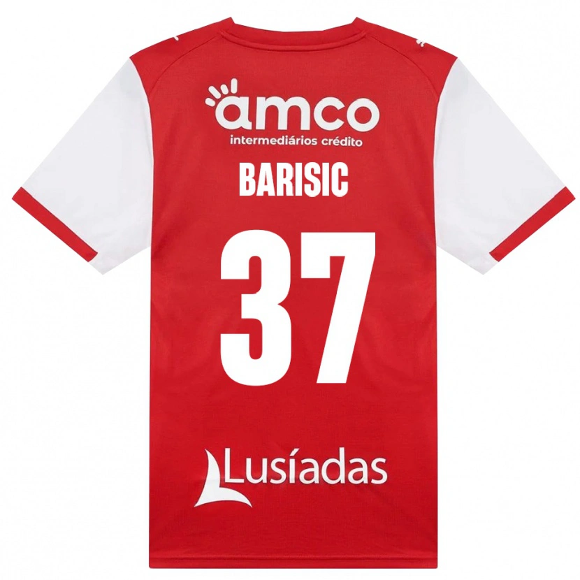 Danxen Dětské Adrian Barisic #37 Bílá Červená Černá Domů Hráčské Dresy 2026/27 Dres