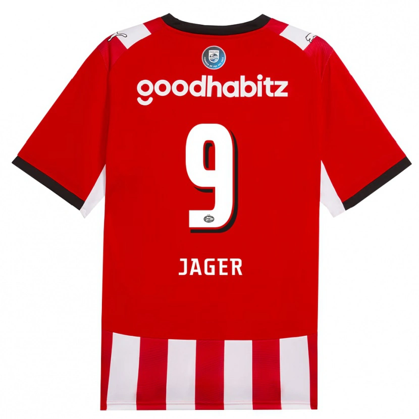 Danxen Dětské Elvic Jager #9 Červená Bílá Černá Domů Hráčské Dresy 2026/27 Dres