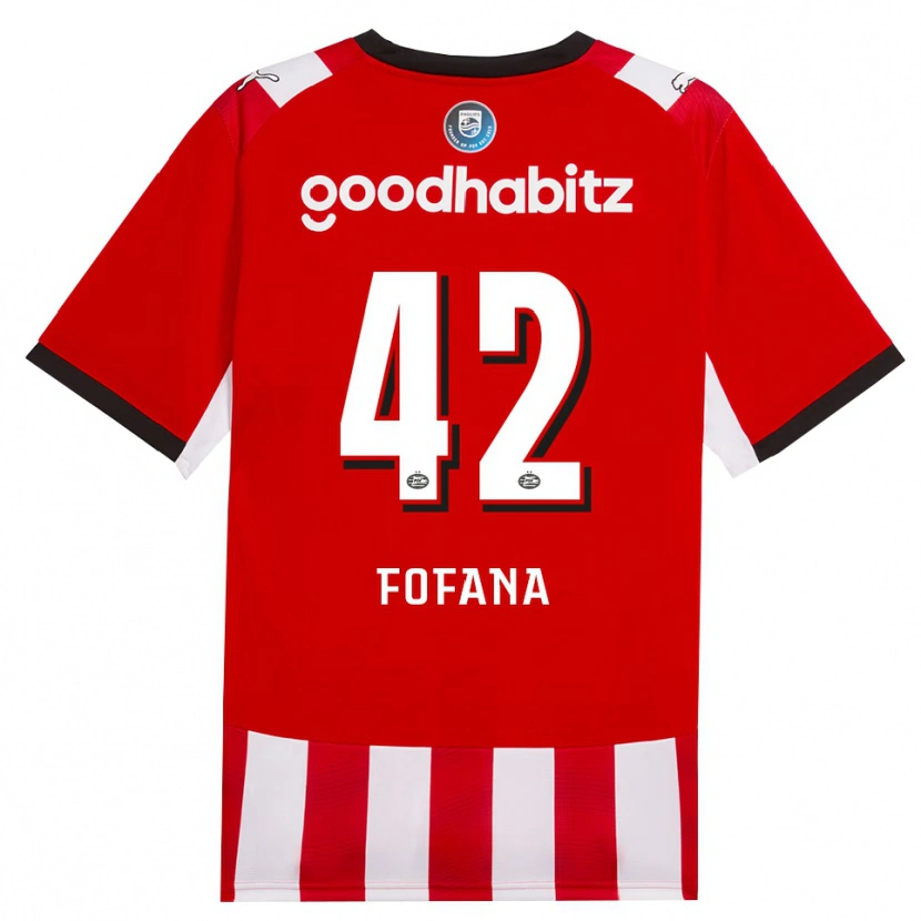 Danxen Dětské Fode Fofana #42 Červená Bílá Černá Domů Hráčské Dresy 2026/27 Dres