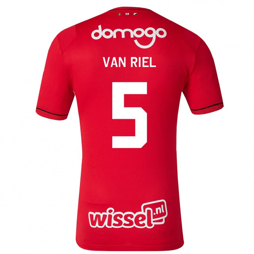 Danxen Dětské Jesper Van Riel #5 Červená Bílá Černá Domů Hráčské Dresy 2026/27 Dres
