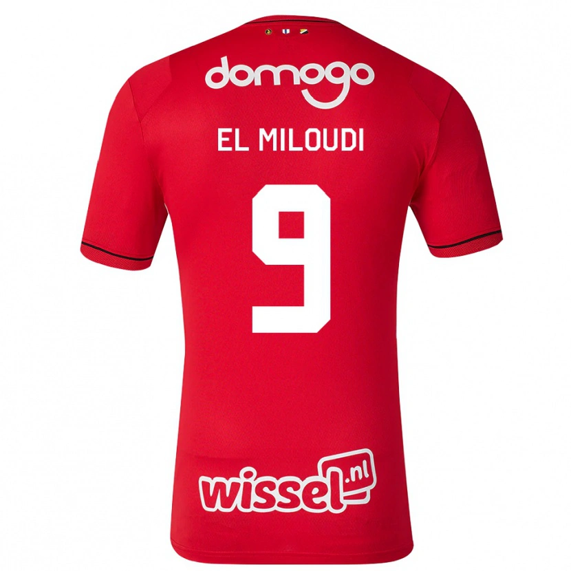 Danxen Dětské Rayan El Miloudi #9 Červená Bílá Černá Domů Hráčské Dresy 2026/27 Dres