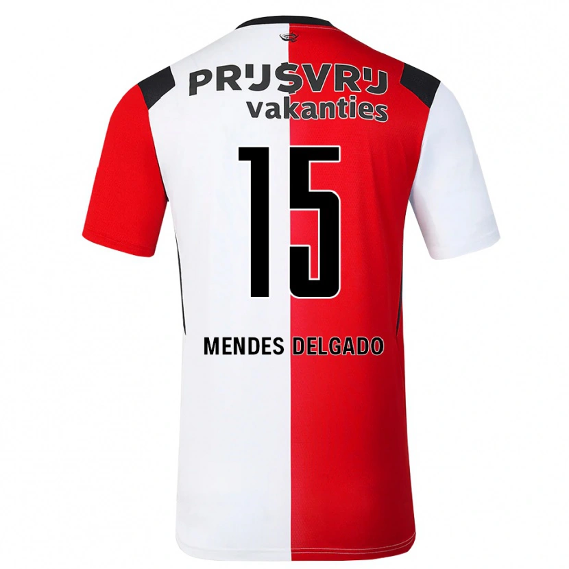 Danxen Dětské Jayden Mendes Delgado #15 Červená Bílá Černá Domů Hráčské Dresy 2026/27 Dres