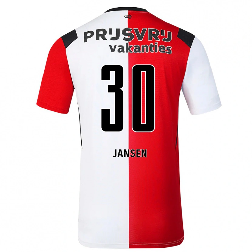 Danxen Dětské Thijs Jansen #30 Červená Bílá Černá Domů Hráčské Dresy 2026/27 Dres