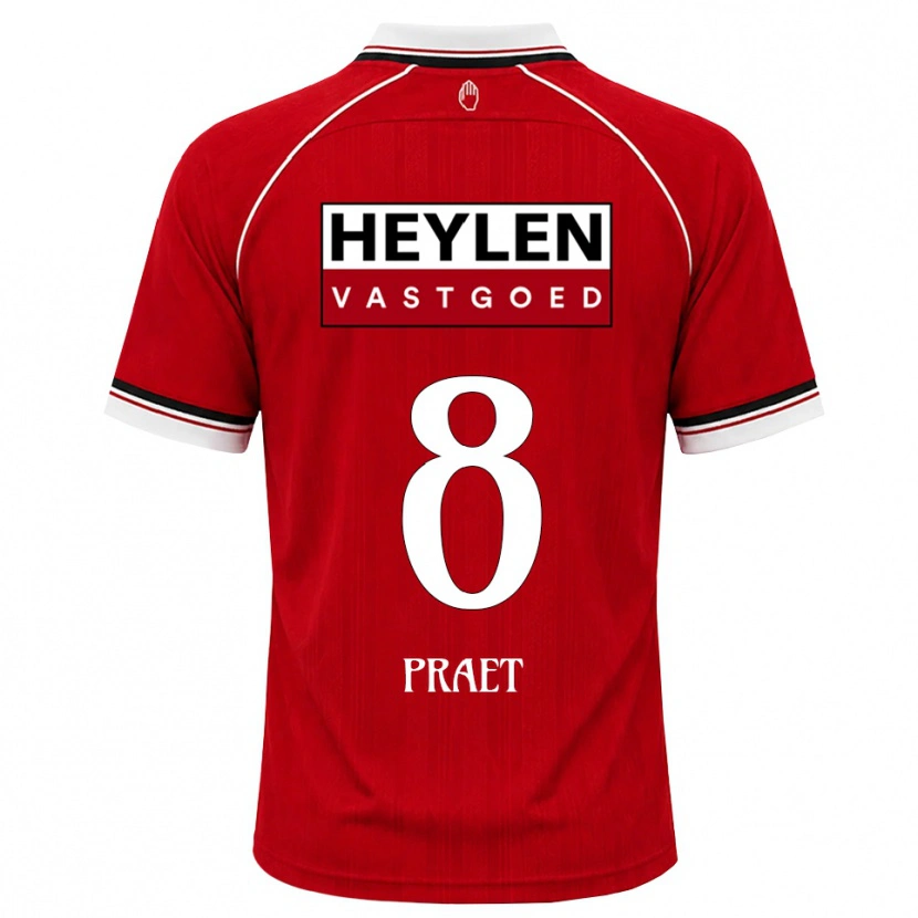 Danxen Dětské Dennis Praet #8 Červená Bílá Černá Domů Hráčské Dresy 2026/27 Dres