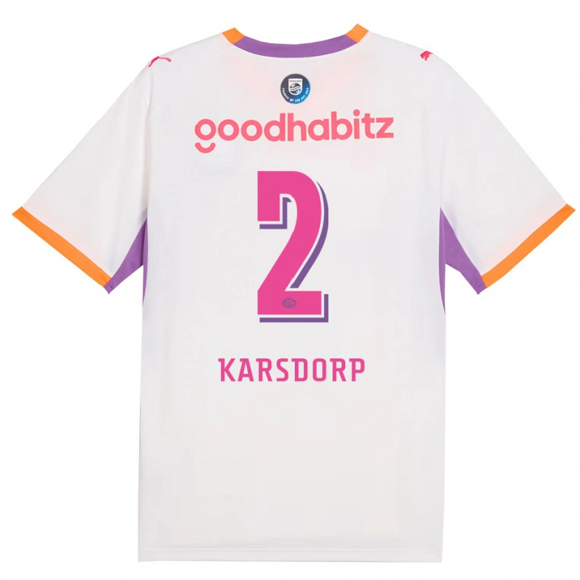 Danxen Dětské Rick Karsdorp #2 Bílá Fialová Oranžová Daleko Hráčské Dresy 2026/27 Dres