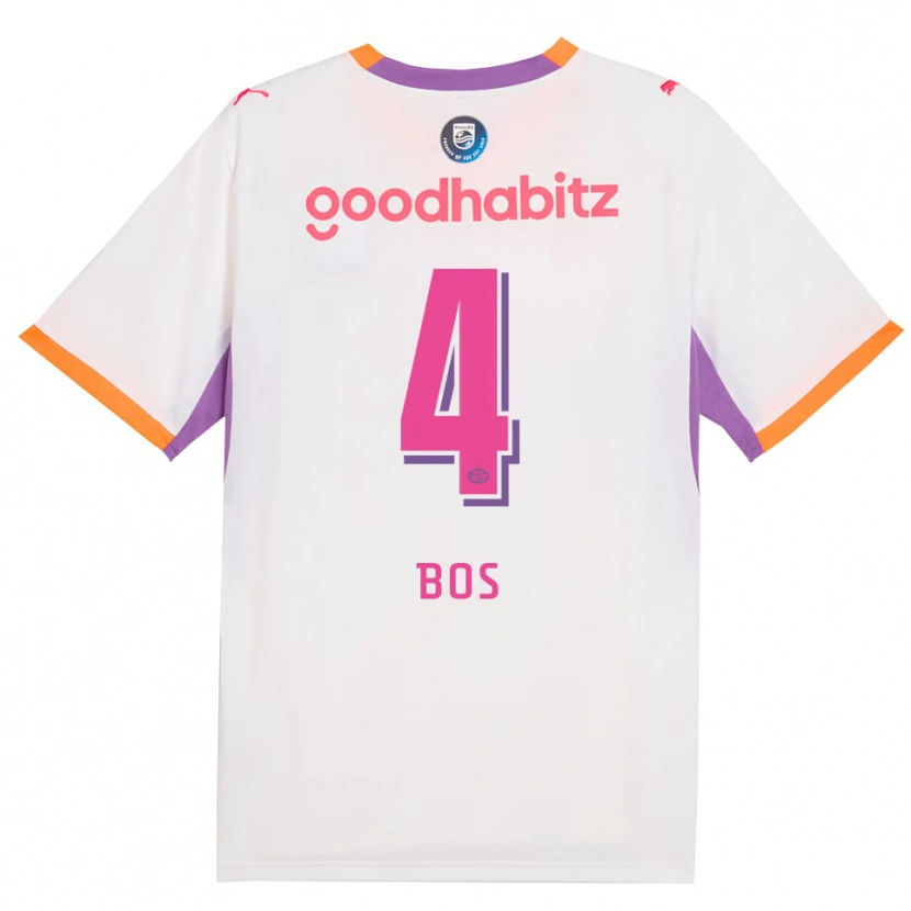 Danxen Dětské Floris Bos #4 Bílá Fialová Oranžová Daleko Hráčské Dresy 2026/27 Dres