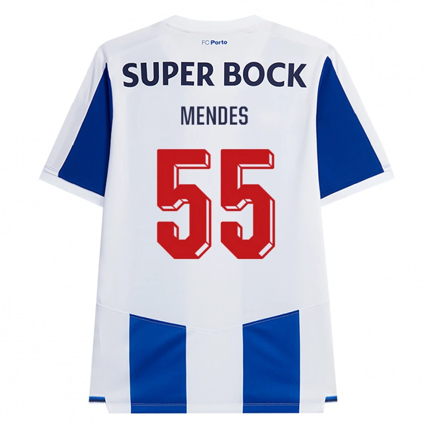 Danxen Pánské Joao Mendes #55 Modrá Bílá Červená Domů Hráčské Dresy 2026/27 Dres