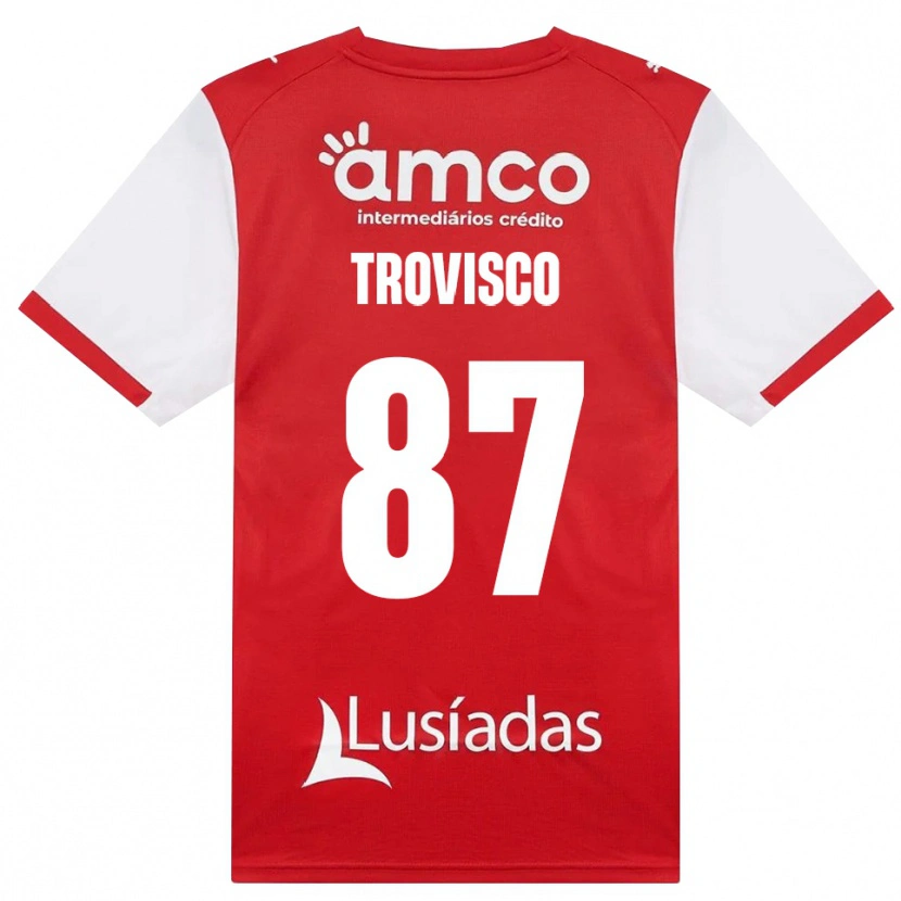 Danxen Pánské João Trovisco #87 Bílá Červená Černá Domů Hráčské Dresy 2026/27 Dres