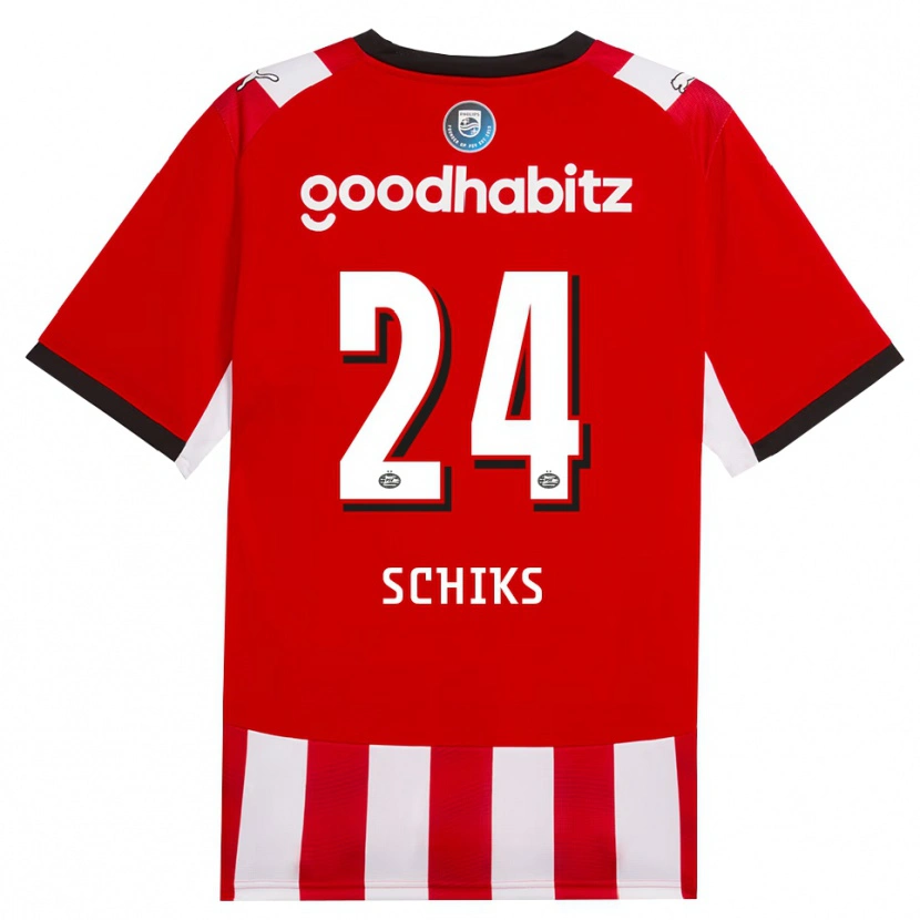 Danxen Pánské Niek Schiks #24 Červená Bílá Černá Domů Hráčské Dresy 2026/27 Dres