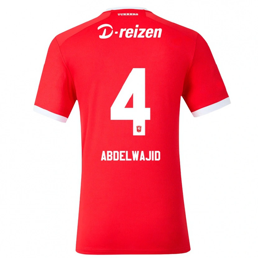 Danxen Pánské Naoufal Abdelwajid #4 Červená Bílá Domů Hráčské Dresy 2026/27 Dres