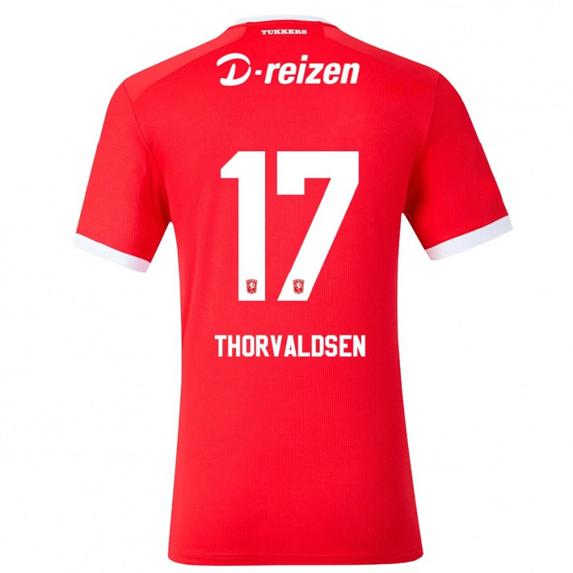 Danxen Dámské Filip Thorvaldsen #17 Červená Bílá Domů Hráčské Dresy 2026/27 Dres