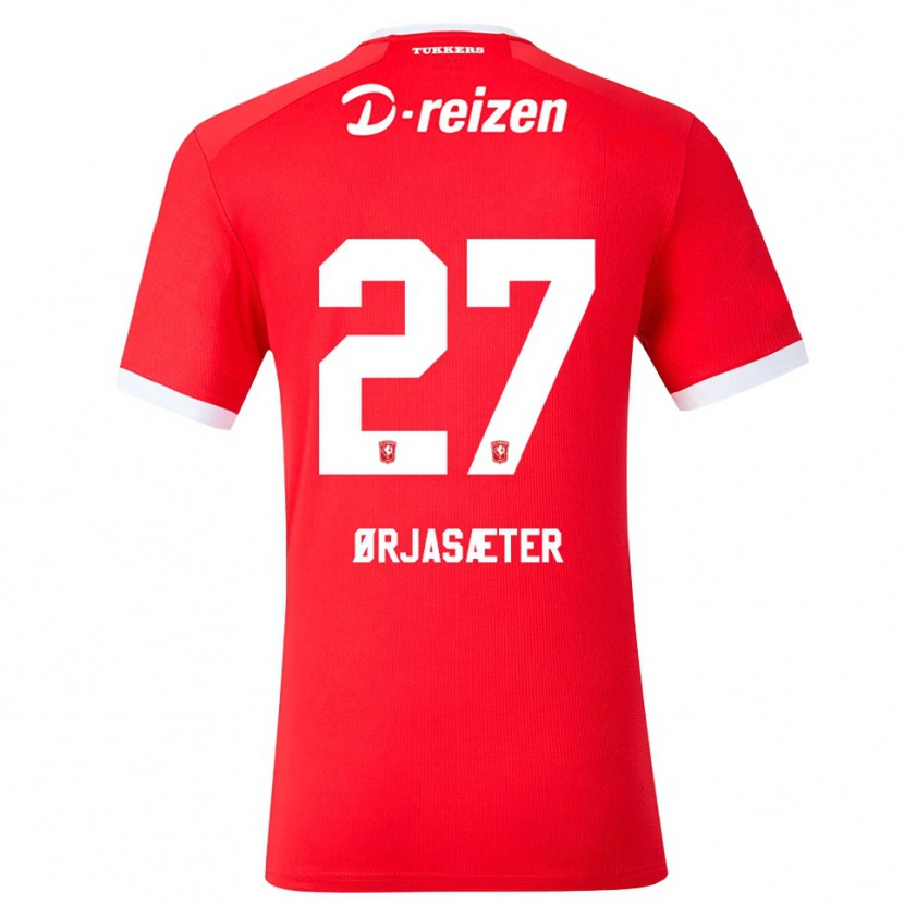 Danxen Dámské Sondre Ørjasæter #27 Červená Bílá Domů Hráčské Dresy 2026/27 Dres