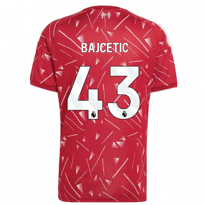 Danxen Dětské Stefan Bajcetic #43 Bílá Červená Domů Hráčské Dresy 2026/27 Dres