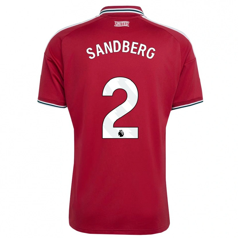 Danxen Dětské Anna Sandberg #2 Červená Žlutá Bílá Domů Hráčské Dresy 2026/27 Dres