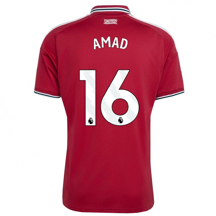 Danxen Dětské Amad Diallo #16 Červená Žlutá Bílá Domů Hráčské Dresy 2026/27 Dres