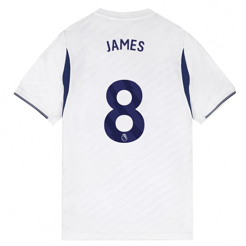 Danxen Dětské Angharad James #8 Bílá Červená Fialová Domů Hráčské Dresy 2026/27 Dres