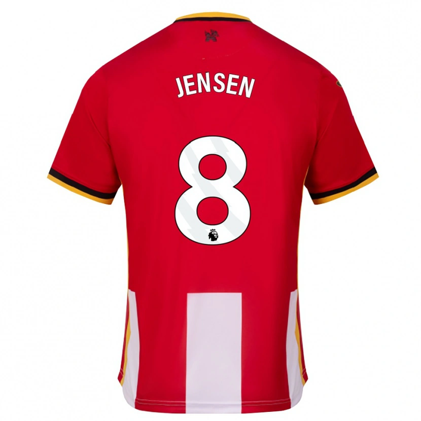 Danxen Dětské Mathias Jensen #8 Žlutá Černá Červená Domů Hráčské Dresy 2026/27 Dres