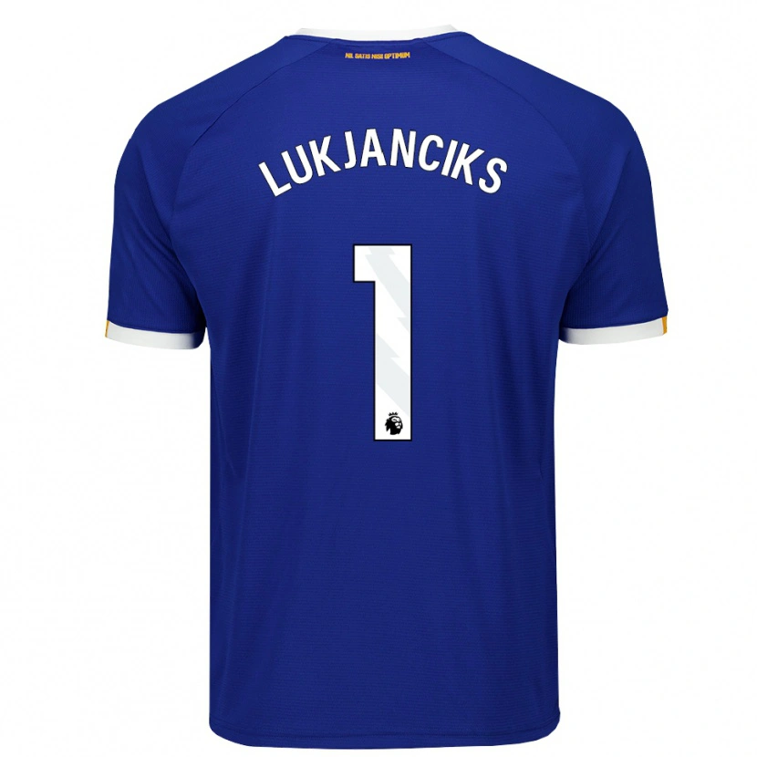 Danxen Dětské Douglass Lukjanciks #1 Modrá Bílá Žlutá Domů Hráčské Dresy 2026/27 Dres