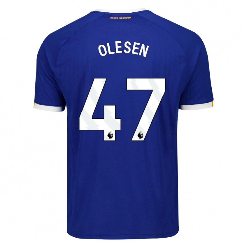 Danxen Dětské Karoline Olesen #47 Modrá Bílá Žlutá Domů Hráčské Dresy 2026/27 Dres