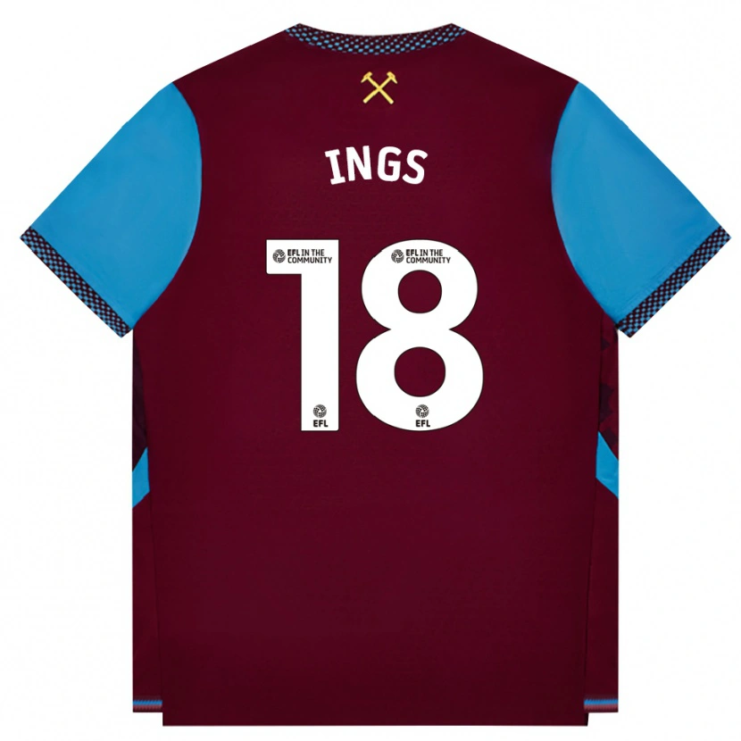 Danxen Dětské Danny Ings #18 Vínově Červená Modrá Chodníčková Domů Hráčské Dresy 2026/27 Dres