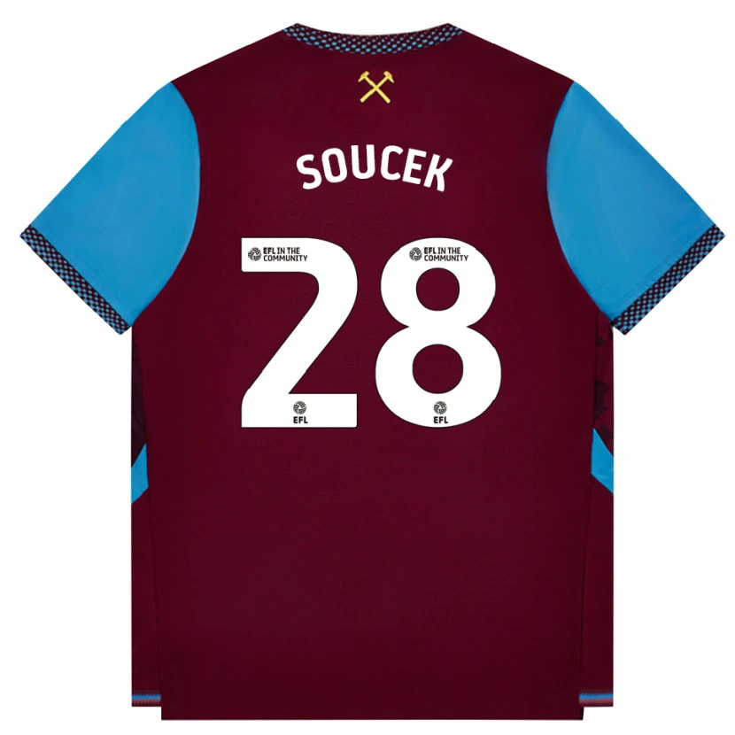 Danxen Dětské Tomáš Souček #28 Vínově Červená Modrá Chodníčková Domů Hráčské Dresy 2026/27 Dres