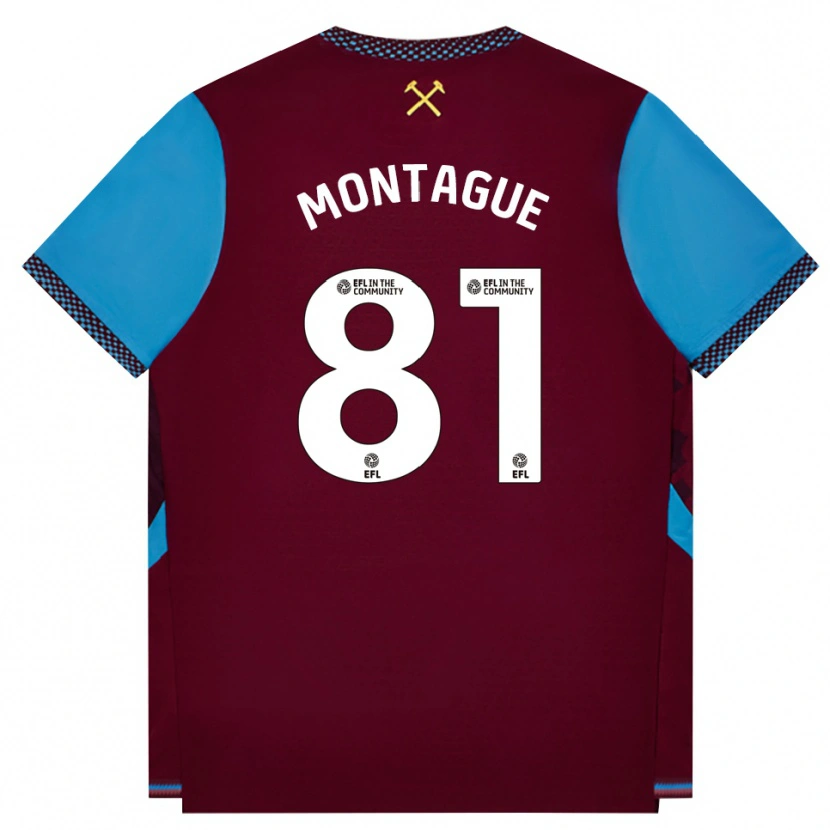 Danxen Dětské Harry Montague #81 Vínově Červená Modrá Chodníčková Domů Hráčské Dresy 2026/27 Dres