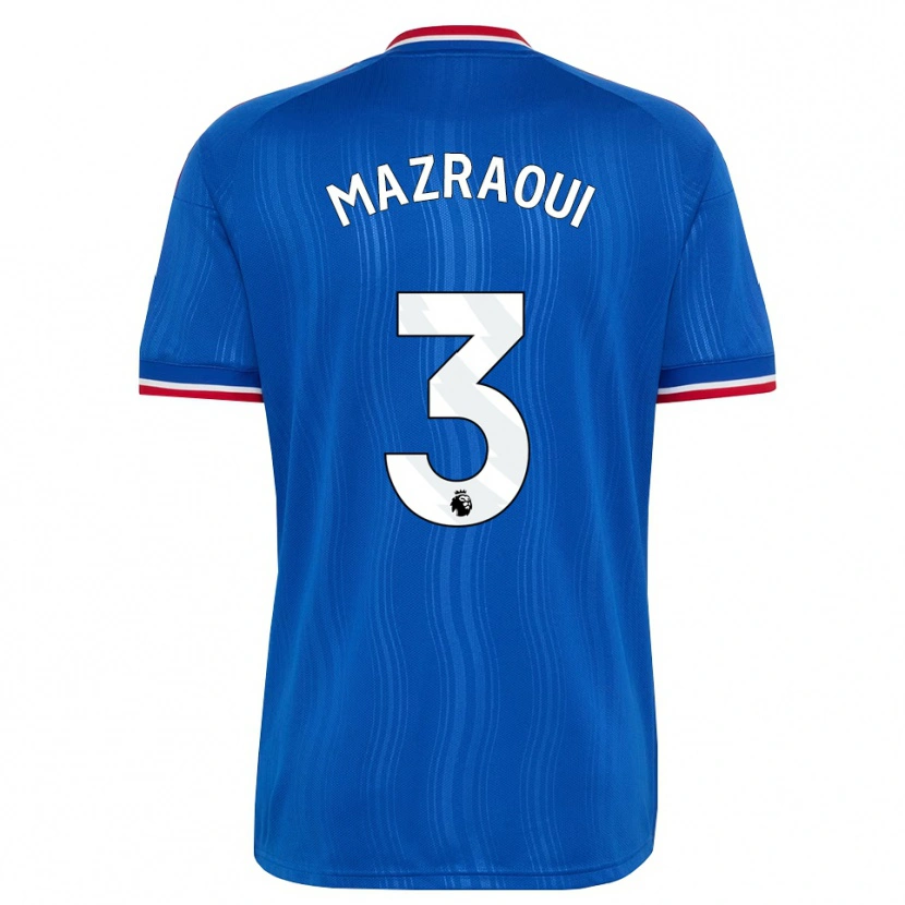 Danxen Dětské Noussair Mazraoui #3 Modrá Bílá Červená Daleko Hráčské Dresy 2026/27 Dres