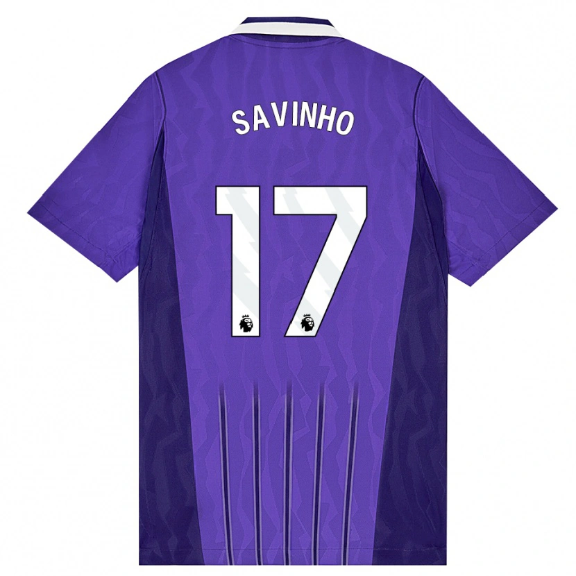Danxen Dětské Sávio Moreira De Oliveira #17 Fialová Bílá Třetí Hráčské Dresy 2026/27 Dres