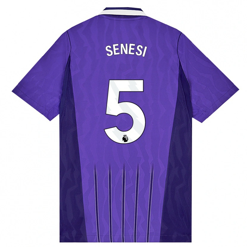 Danxen Dětské Marcos Senesi #5 Fialová Bílá Třetí Hráčské Dresy 2026/27 Dres