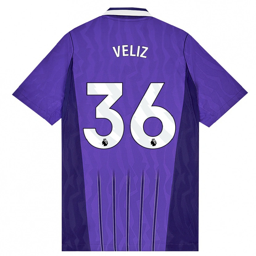 Danxen Dětské Alejo Véliz #36 Fialová Bílá Třetí Hráčské Dresy 2026/27 Dres