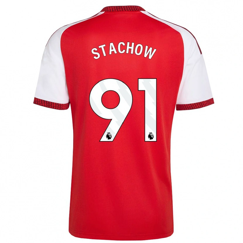 Danxen Pánské Patrick Stachow #91 Červená Bílá Černá Domů Hráčské Dresy 2026/27 Dres