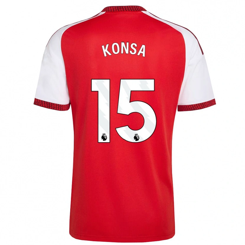 Danxen Pánské Ezri Konsa #15 Červená Bílá Černá Domů Hráčské Dresy 2026/27 Dres