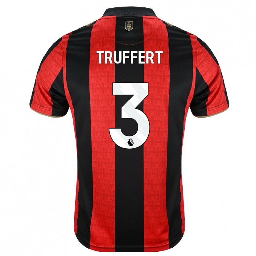 Danxen Pánské Adrien Truffert #3 Zlatavě Rudá Červená Černá Domů Hráčské Dresy 2026/27 Dres