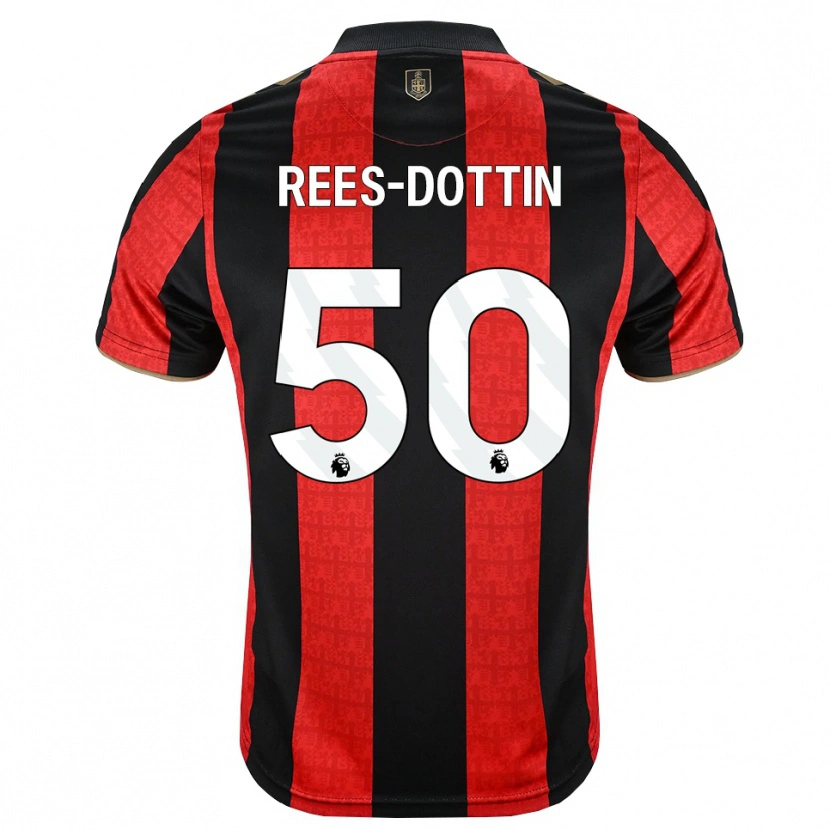 Danxen Pánské Remy Rees-Dottin #50 Zlatavě Rudá Červená Černá Domů Hráčské Dresy 2026/27 Dres