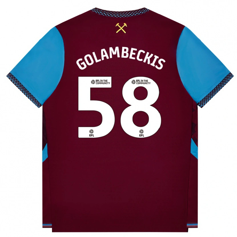 Danxen Pánské Airidas Golambeckis #58 Vínově Červená Modrá Chodníčková Domů Hráčské Dresy 2026/27 Dres